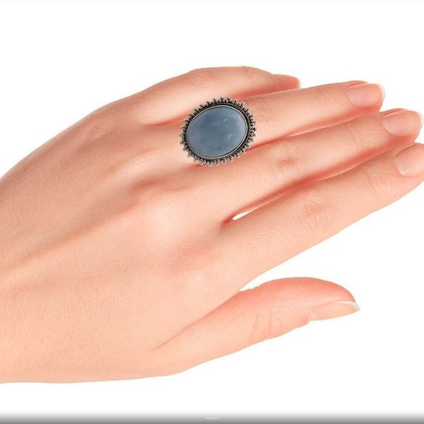 Alternate image for Indian Jewelry Cocktail Ring with Opal and Sterling Silver Blue Promise