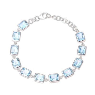 Alternate image for Rectangular Blue Topaz Link Bracelet from India Watery Rectangles