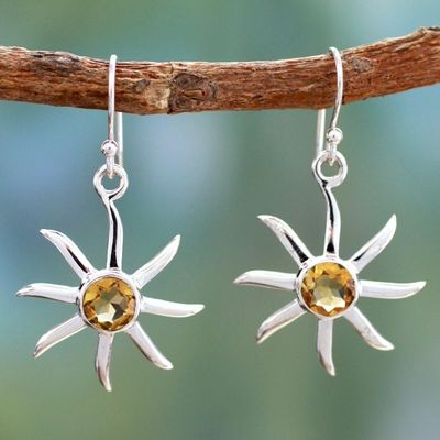 Alternate image for Citrine dangle earrings Golden Sun