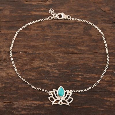 Alternate image for Sterling Silver Lotus Flower Anklet Lotus Dancer