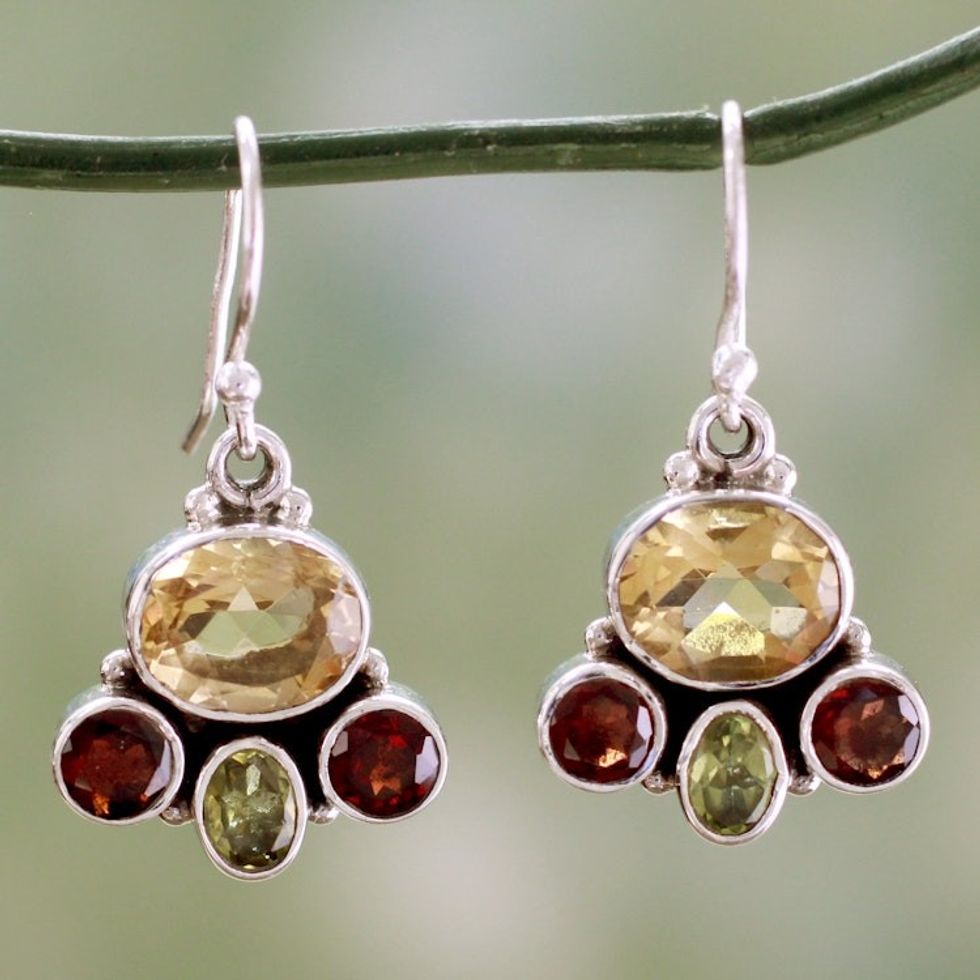 Gemstones in Sterling Silver Earrings 'Cosmic Harmony'