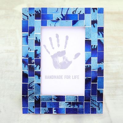 Alternate image for Blue and Aqua Glass Mosaic Photo Frame 4x6 Sapphire Beach