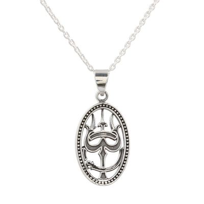 Alternate image for Artisan Crafted Sterling Silver Trishul Pendant Necklace Trishul