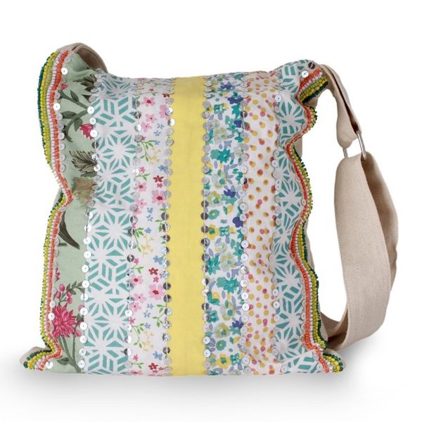 Alternate image for Handmade Floral Cotton Shoulder Bag from India Garden Path