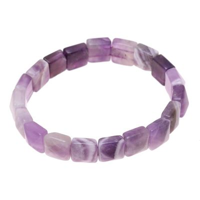 Alternate image for Handmade Purple and White Agate Beaded Stretch Bracelet Divine Purple