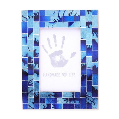 Alternate image for Blue and Aqua Glass Mosaic Photo Frame 4x6 Sapphire Beach