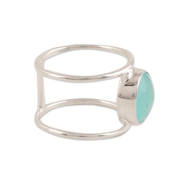 Alternate image for Chalcedony Single-Stone Ring from India Aqua Bliss