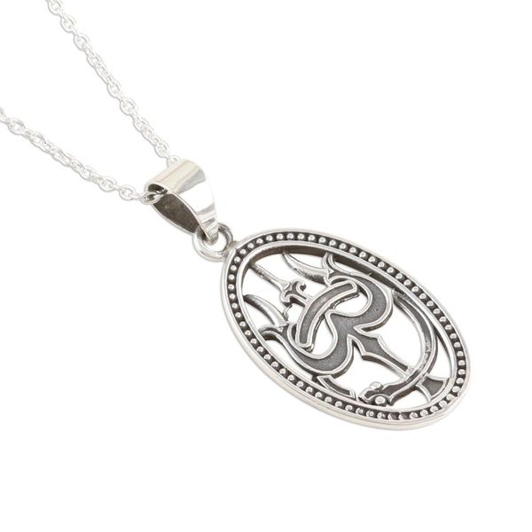 Alternate image for Artisan Crafted Sterling Silver Trishul Pendant Necklace Trishul