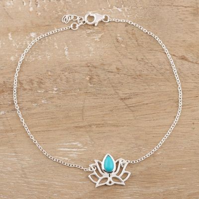 Alternate image for Sterling Silver Lotus Flower Anklet Lotus Dancer