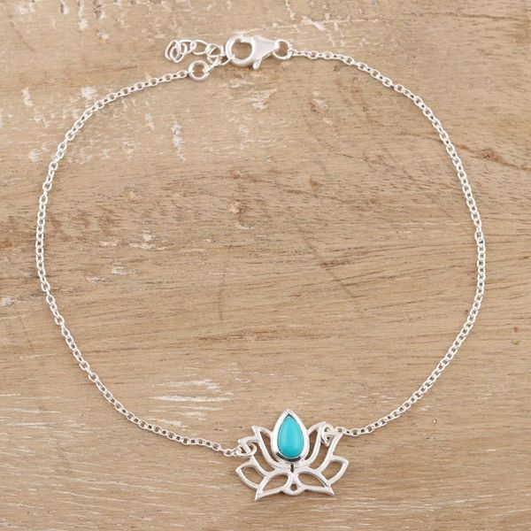 Alternate image for Sterling Silver Lotus Flower Anklet Lotus Dancer