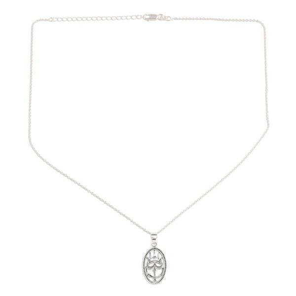 Alternate image for Artisan Crafted Sterling Silver Trishul Pendant Necklace Trishul