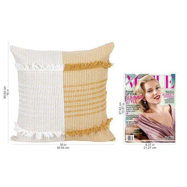 Alternate image for Amber and Ivory Cotton Cushion Covers Pair Delhi Sophistication in Honey