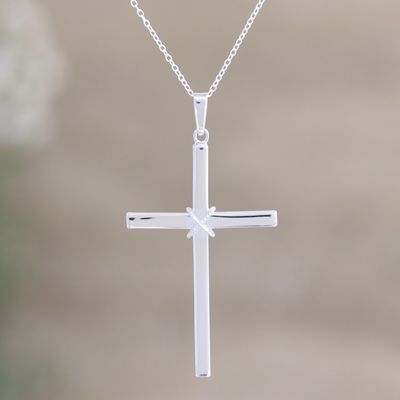 Alternate image for Sterling Silver Cross Pendant Necklace from India Luminous Peace