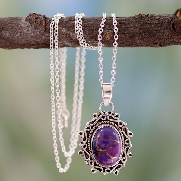 Alternate image for Womens Sterling Silver Necklace Composite Turquoise Jewelry Splendor