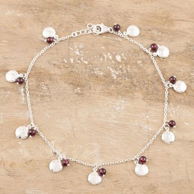 Alternate image for Sterling Silver and Garnet Charm Anklet Desert Dancer
