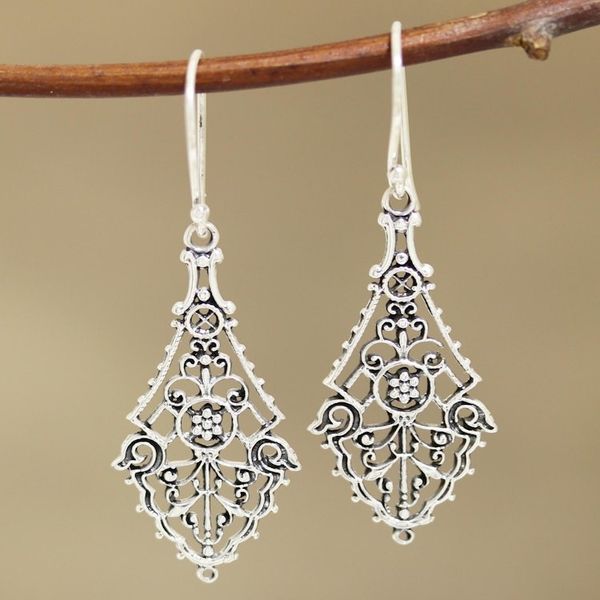 Alternate image for Openwork Sterling Silver Dangle Earrings Crafted in India Garden Gateway