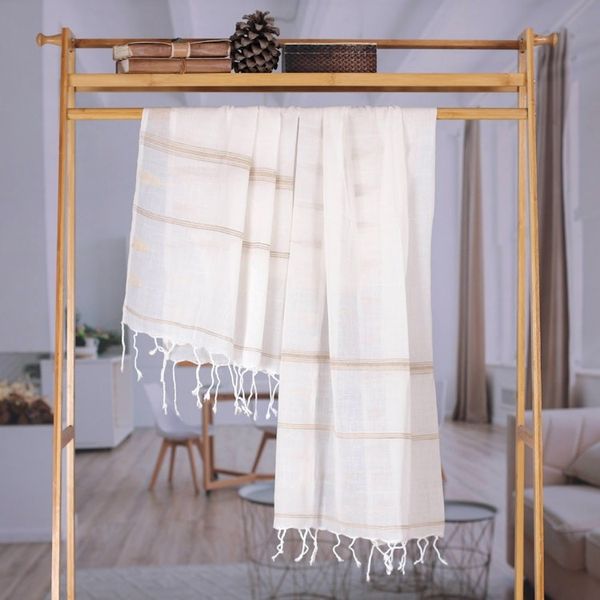 Alternate image for Hand Woven Cotton Muslin and Silk Shawl Sandy Pyramids