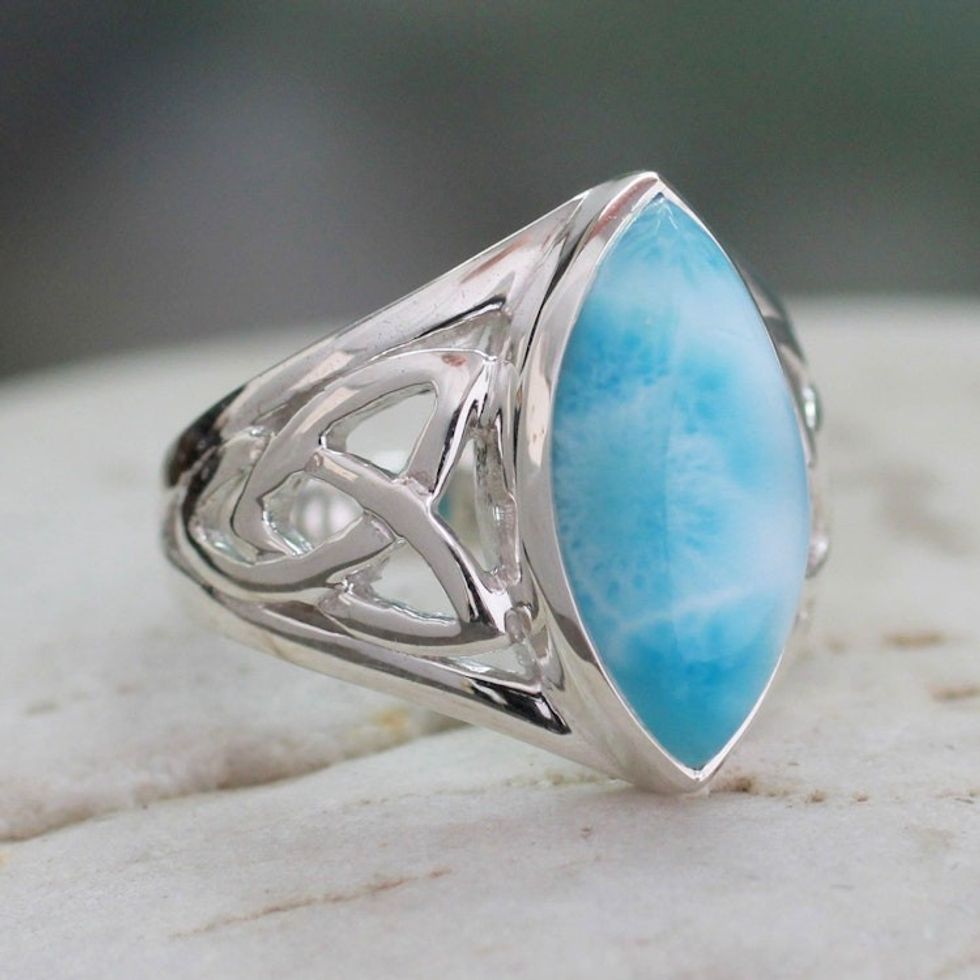 Modern Larimar Ring in Sterling Silver 'Halcyon Sky'