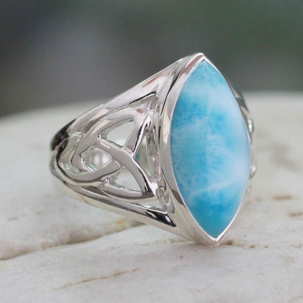 Alternate image for Modern Larimar Ring in Sterling Silver Halcyon Sky
