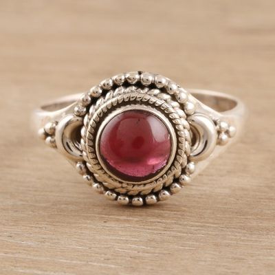 Alternate image for Garnet and Sterling Silver Cocktail Ring from India Gemstone Moon