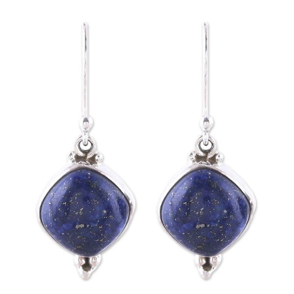 Alternate image for Lapis Lazuli Dangle Earrings from India Gleaming Grandeur