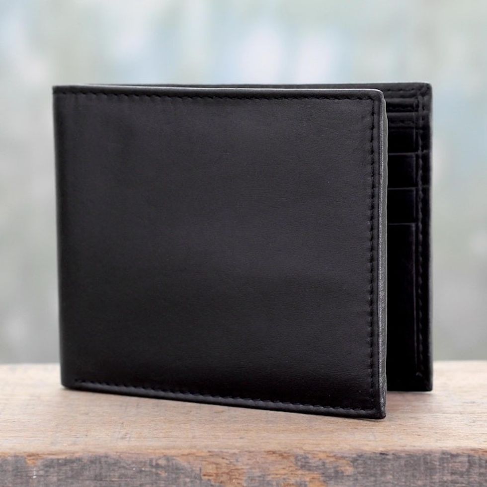 Men's Black Leather Wallet with Traditional Styling 'Bengal Black'