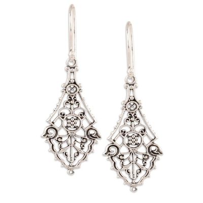 Alternate image for Openwork Sterling Silver Dangle Earrings Crafted in India Garden Gateway