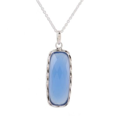 Alternate image for Blue Chalcedony and Sterling Silver Pendant Necklace Sea of Blue