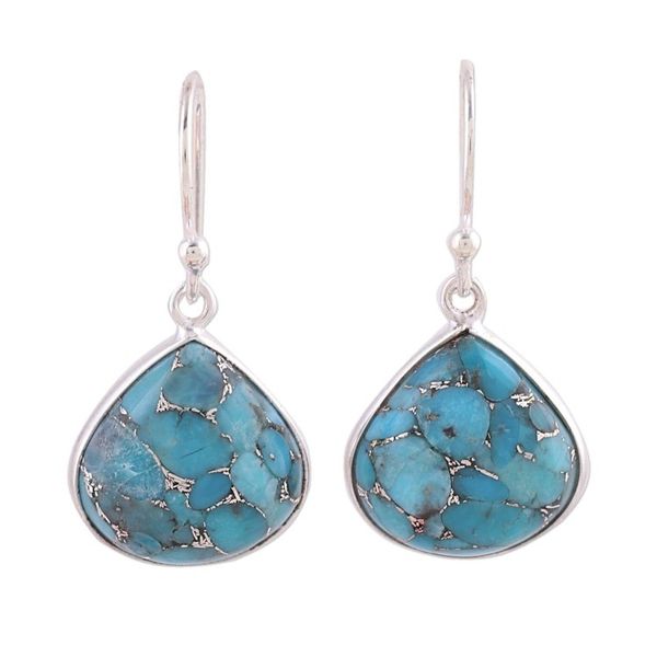 Alternate image for Sterling Silver and Composite Turquoise Earrings from India Dancing Soul