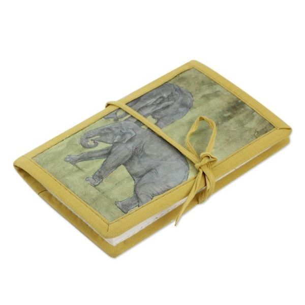 Alternate image for Handmade Paper Journal 46 Blank Pages Medium Jungle Elephants