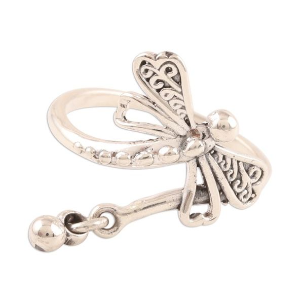 Alternate image for Sterling Silver Dragonfly Cocktail Ring from India Dragonfly Fantasy