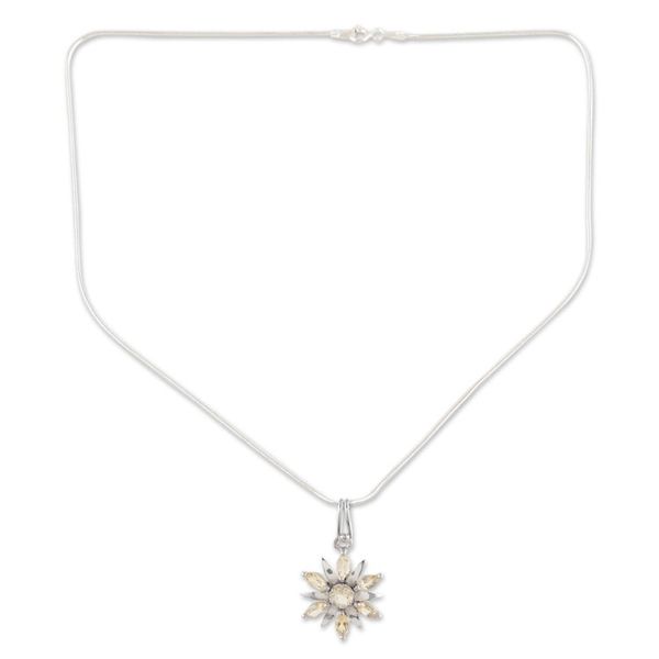 Alternate image for Sterling silver and quartz pendant necklace Morning Star