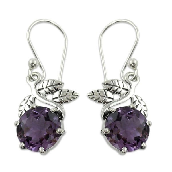 Alternate image for Artisan Crafted Sterling Silver Amethyst Floral Earrings Forbidden Fruit