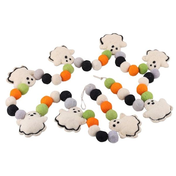 Alternate image for Halloween-Themed Wool Felt Garland with Ghost Motifs Spooky Sweetness