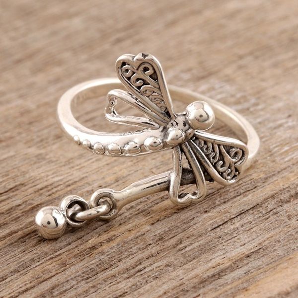 Alternate image for Sterling Silver Dragonfly Cocktail Ring from India Dragonfly Fantasy