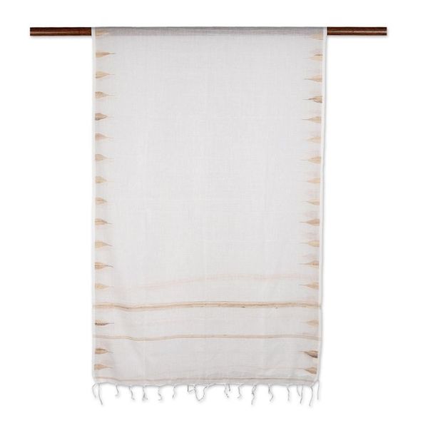 Alternate image for Hand Woven Cotton Muslin and Silk Shawl Sandy Pyramids