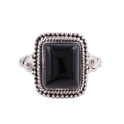 Alternate image for Bezel Set Onyx and Sterling Silver Cocktail Ring Block Party