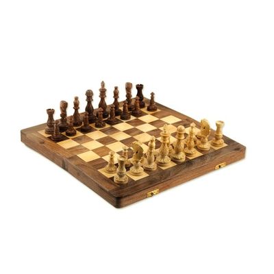 Alternate image for Floral Wood Chess Set with Playing Pieces and Storage Sunday Pastime