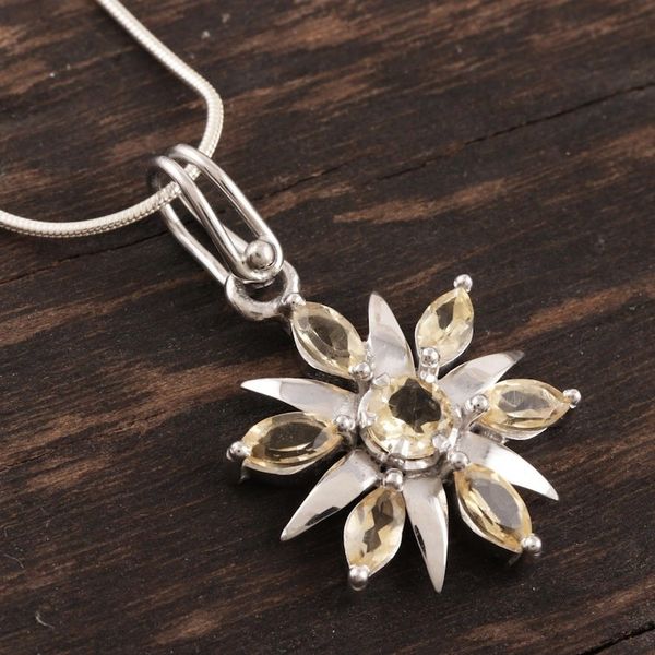 Alternate image for Sterling silver and quartz pendant necklace Morning Star