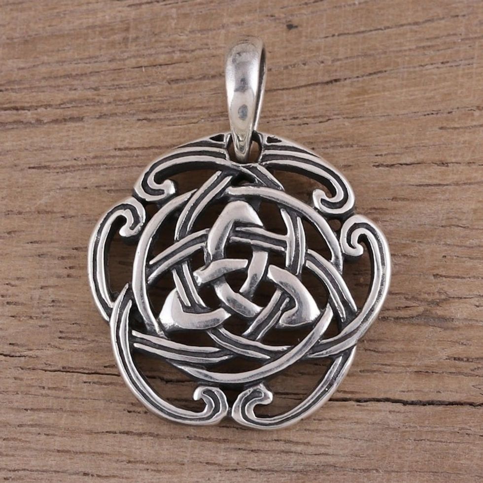 Celtic Knot Sterling Silver Pendant from India Artisan 'Celtic Reverie'