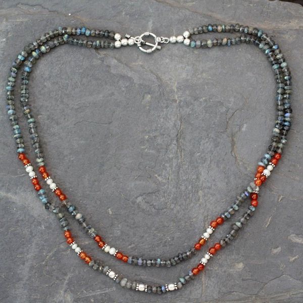 Alternate image for Handcrafted Necklace with Labradorite Pearl and Carnelian Essence