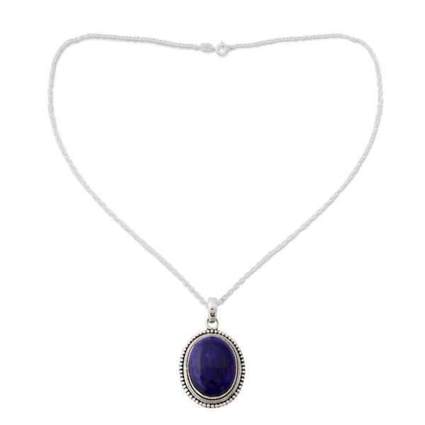 Alternate image for Lapis Lazuli Pendant on Artisan Crafted 925 Silver Necklace True Clarity