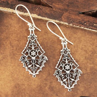 Alternate image for Openwork Sterling Silver Dangle Earrings Crafted in India Garden Gateway