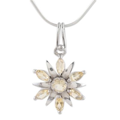 Alternate image for Sterling silver and quartz pendant necklace Morning Star