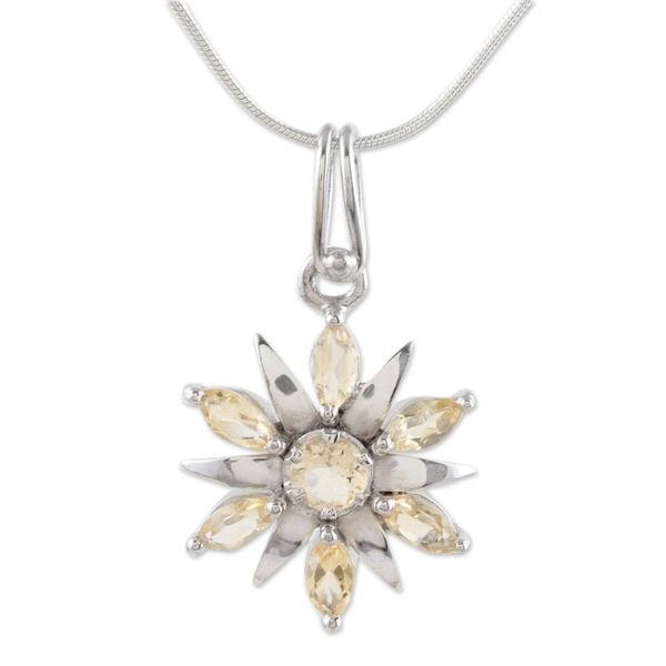 Alternate image for Sterling silver and quartz pendant necklace Morning Star