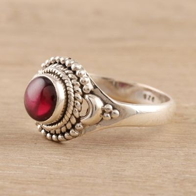 Alternate image for Garnet and Sterling Silver Cocktail Ring from India Gemstone Moon
