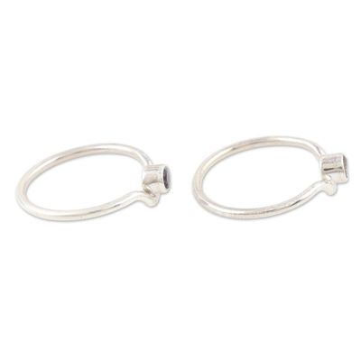 Alternate image for Set of Two Sterling Silver Single Stone Rings with Gemstones Positive Magic