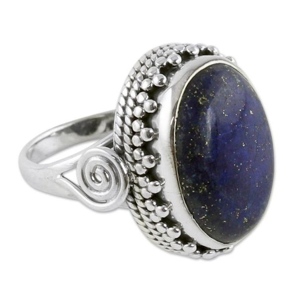 Alternate image for Handcrafted Sterling Silver and Lapis Lazuli Cocktail Ring Majestic Blue