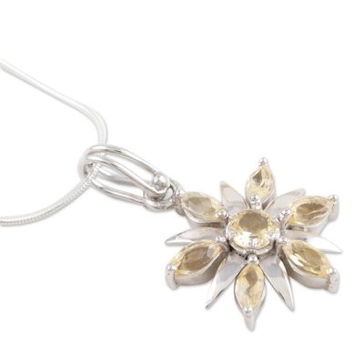 Alternate image for Sterling silver and quartz pendant necklace Morning Star