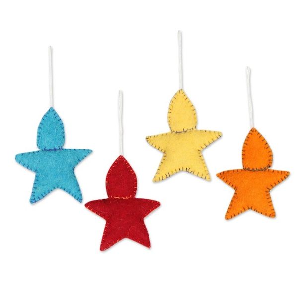Alternate image for Set of 4 Star Baby Wool Felt Ornaments Star Babies
